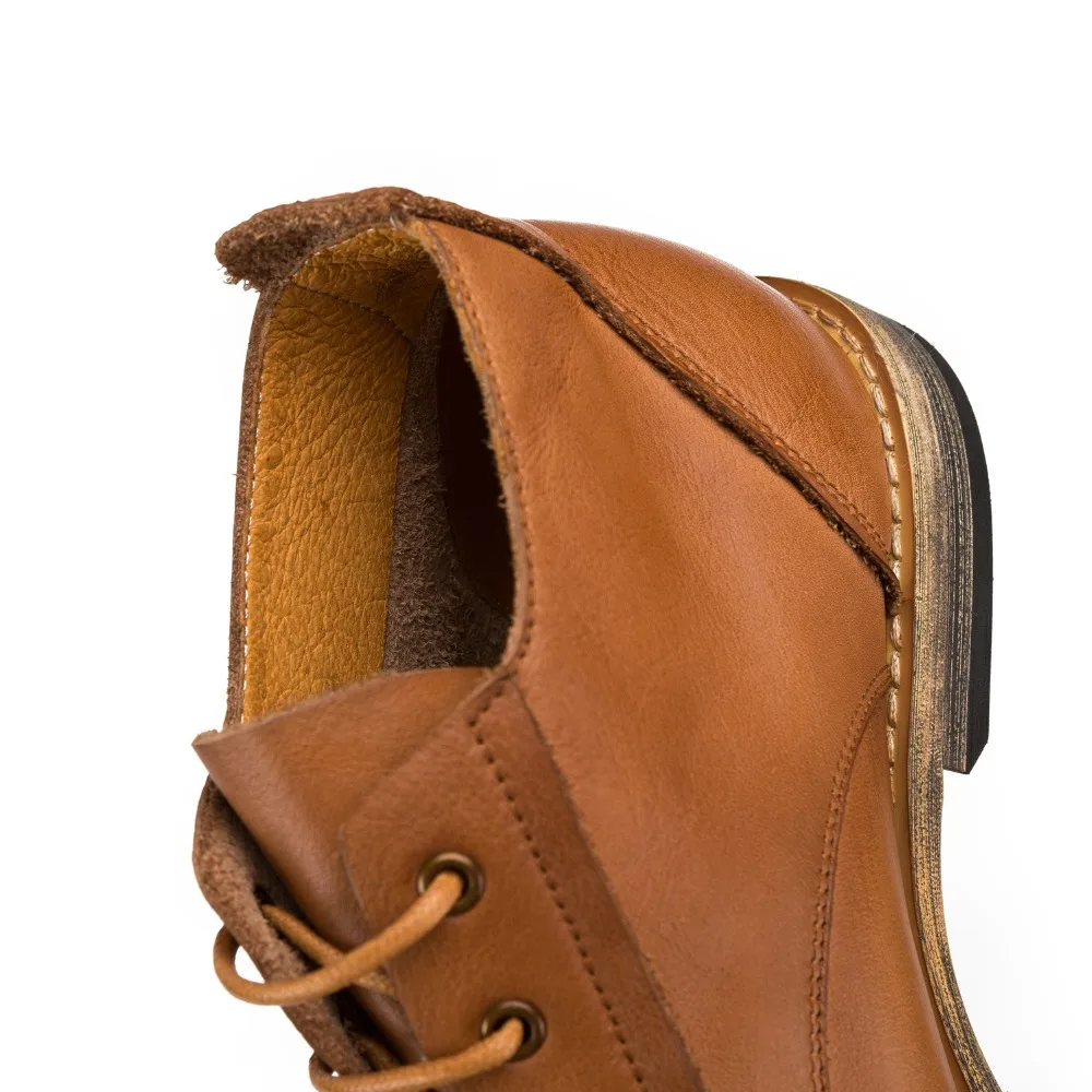 Классические мужские ботинки из кожи с натуральным лицевым покрытием; мужские Ботильоны из натуральной кожи; коллекция года; мужские ботинки-дезерты ручной работы из натуральной кожи