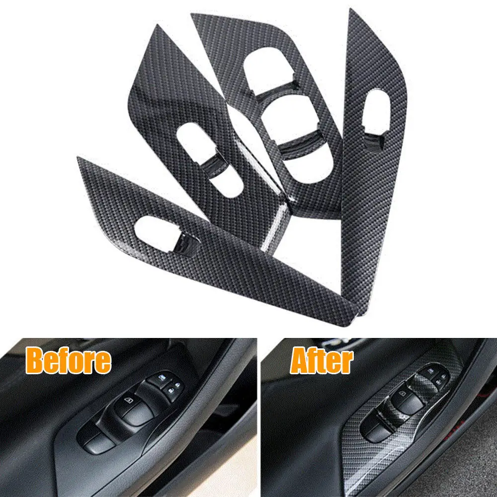 BBQ FUKA 4pcs Set Door Handle Window Lift Switch Button Cover Bezel Trim Frame Fit For