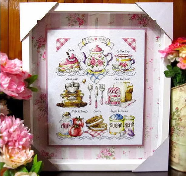 CS-1738 Cross Stitch Kit Tea Time Afternoon Tea Teacup Bread Food