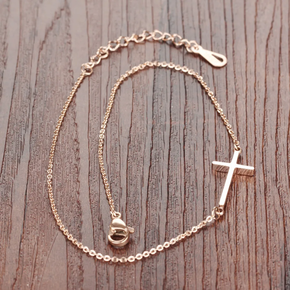Женские браслеты на лодыжку OPK Cross классические из нержавеющей стали цвета