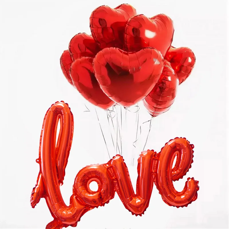 Kein Helium Ballon Herzen Silber Valentinstag Folienballons Verlobung NEU 