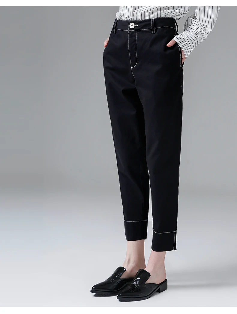 Toyouth брюки женские Летние Новые повседневные хлопковые брюки рабочие по щиколотку черные прямые брюки корейский стиль
