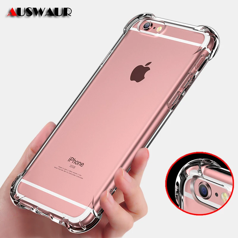 Противоударный Прозрачный чехол для телефона iPhone 6 6S 7 8 Plus 11 12 Mini Pro X XS MAX XR