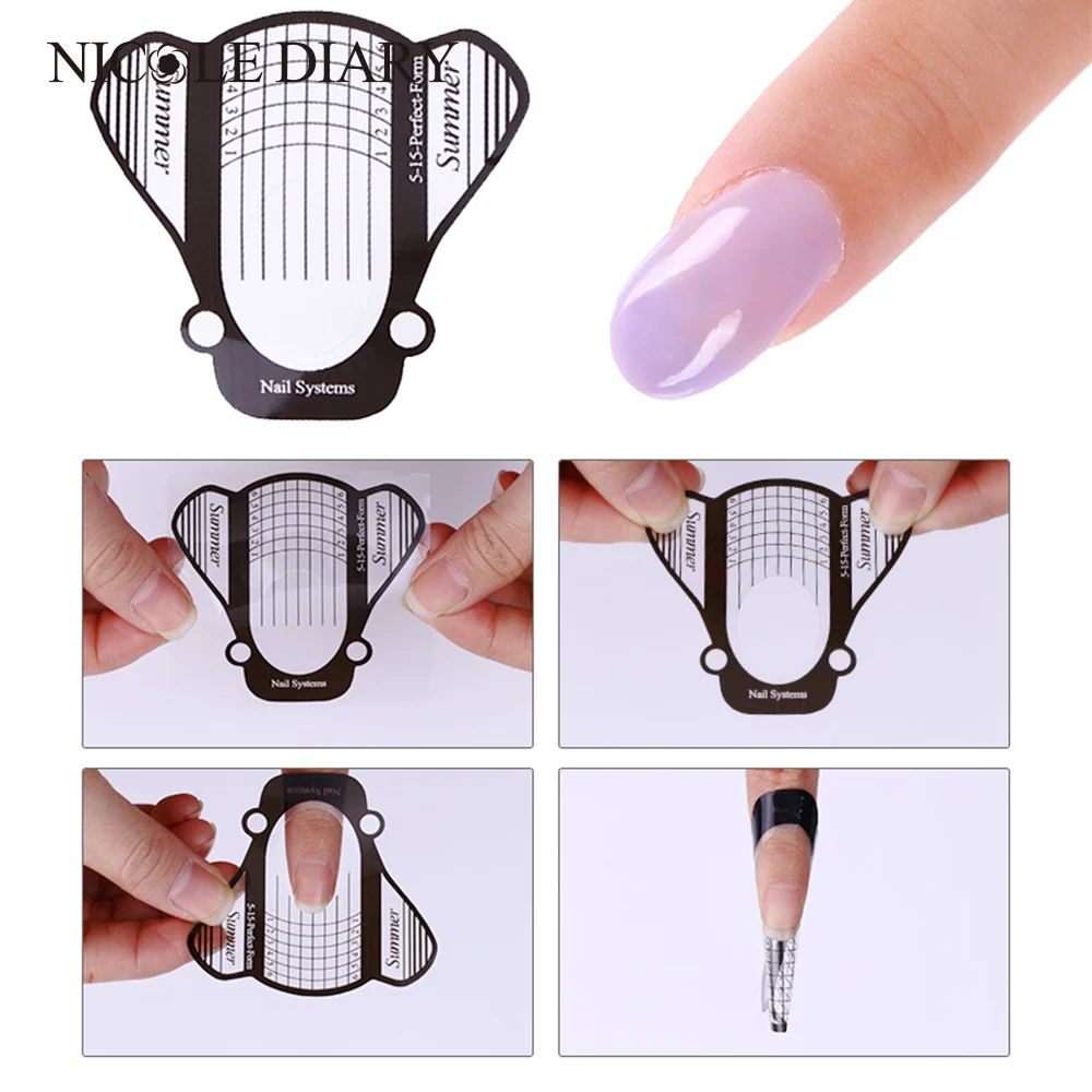 

500Pcs Widen Plane Adhesive Nail Form Clear Black Nail Tips Extension Tool Using with Manicure Builder Gel