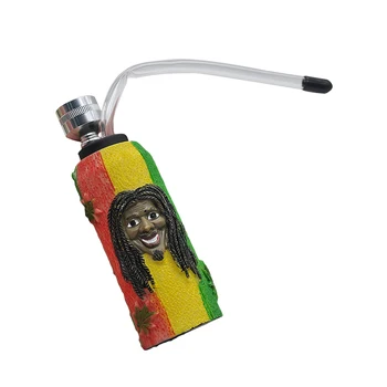 

Colorful Portable Resin Water Smoking Pipe With Relief Pattern Resin Body Rubber Hose Water Pipe