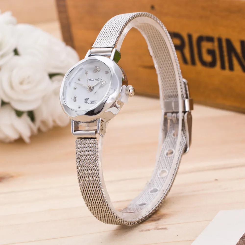 Маленький круглый циферблат для женщин сетка нержавеющая сталь Ремешок кварцевые часы известный роскошный Топ бренд простой дизайн женские наручные часы F