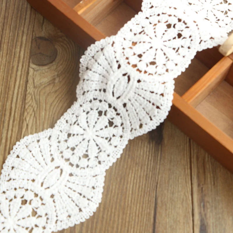 

2 Yards9cm white embroidered Cotton lace Sewing Accessories craft Handmade for clothing bag wedding Decoration