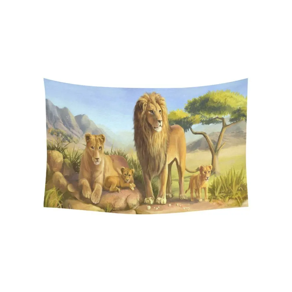 Wildlife Animal Wall Art Home Decor, Lion and Tiger Cotton Linen
