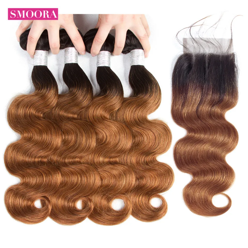 ombre hair bundle hair with closure 1b 30-2