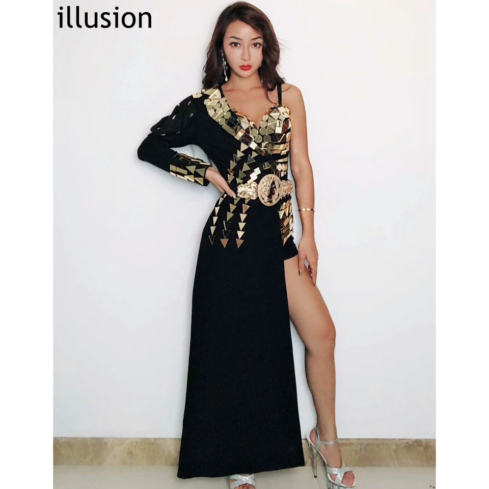 

Sequins Bodysuit Dance Wear for Women Sexy Handmade Singer Leotard Performance Costume Unilateral Cloak Coat Mirror Clothing Set