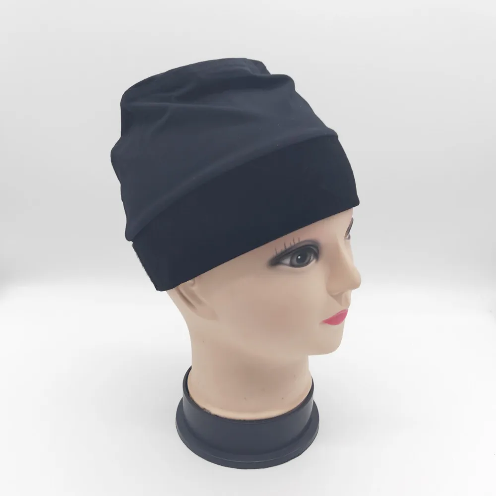 

Black color wig grip cap with velvet headband around for cancel patients comfortable and elastic caps