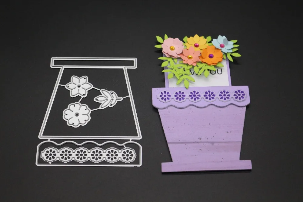 

Flower Pot Planting Frame Metal Cutting Dies New Craft Dies Cake Metal Cutting Dies for DIY Scrapbooking Cards Crafts