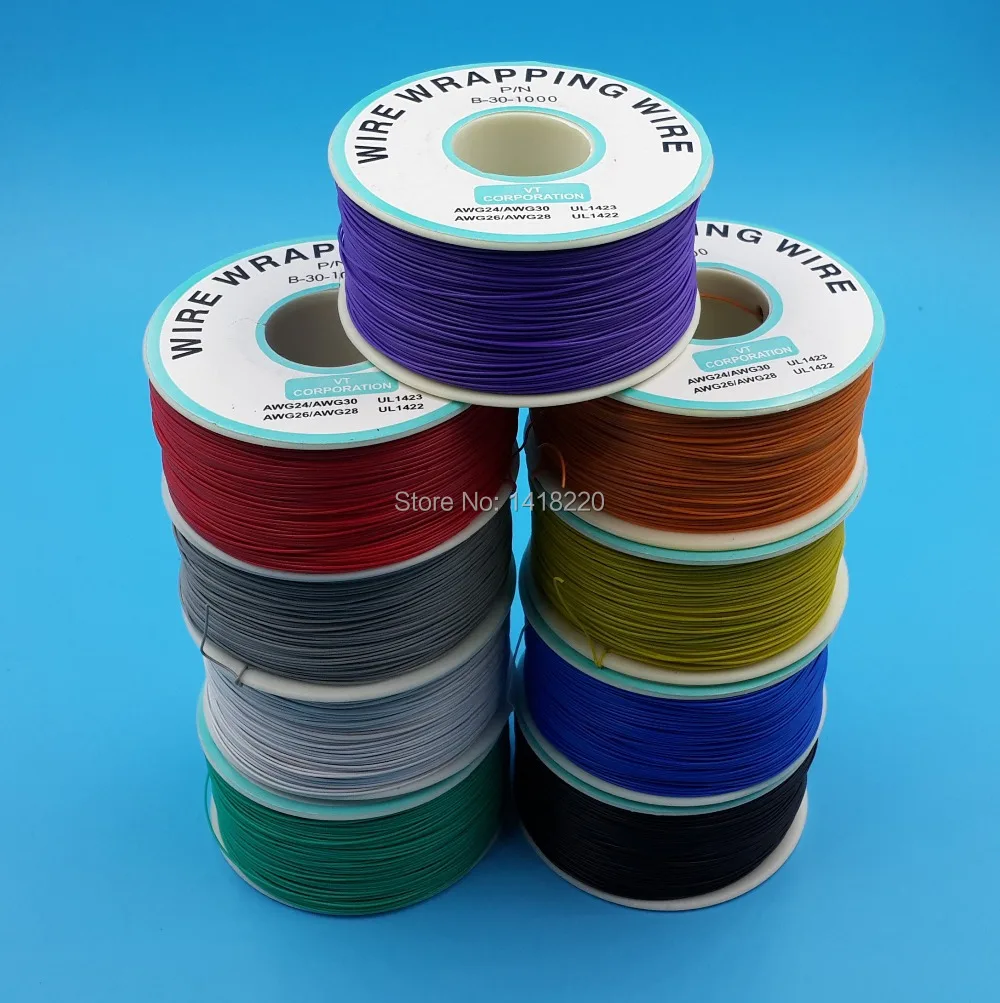 

9Pcs 0.25mm Wire-Wrapping Wire 30AWG Cable 250m Red Black White Yellow Green Blue Purple Orange Grey Total 9 kinds