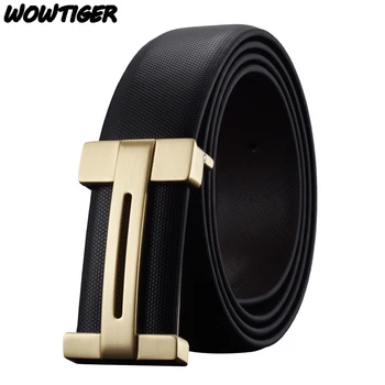 

WOWTIGER Men's belt luxury Genuine leather Famous brand Smooth buckle belt length can be adjusted fashion belts for men