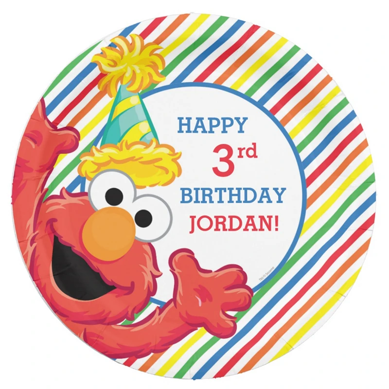 

Personalized Sesame Street | Elmo - Rainbow Birthday Paper Plate Gift Stickers,Birthday Favor Stickers,Party Favors Baby Shower