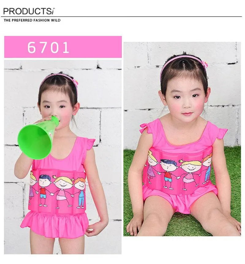 2017 Brand New Quick-drying Kids Buoyant Swimsuit Baby Boy& Baby Girls Siamese Floating Body Swimsuit Removable Float Swimwear03