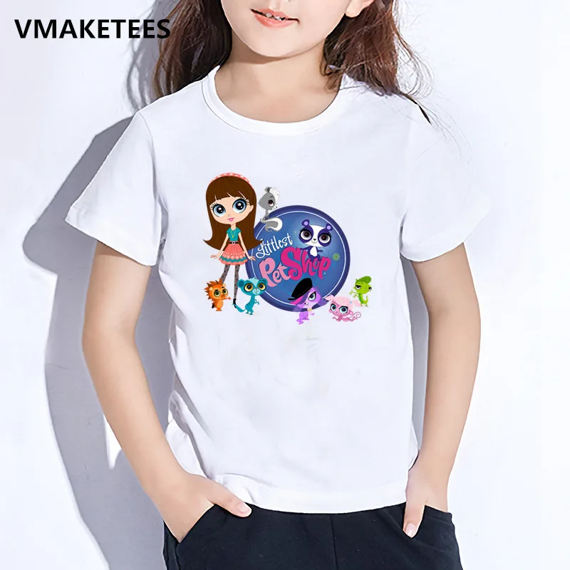 Kids Summer Short Sleeve Girls & Boys Funny T shirt Children Cartoon Littlest Pet Shop Print T-shirt Cute Baby Clothes,HKP5262