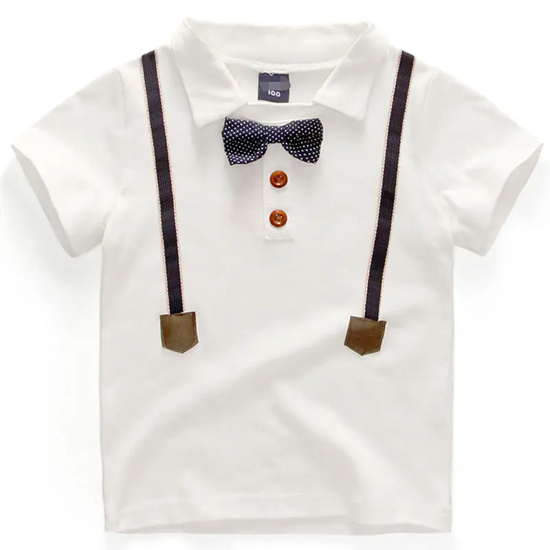 Футболка с короткими рукавами для мальчиков ребенок хан издание детей дошкольного возраста галстук белый Новинка Лето British Polo рубашка