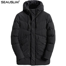 Seauslim Новинка года; стильное платье длинная куртка Для мужчин толстые зимние пальто с капюшоном брендовая одежда модные пальто Повседневное ветровка lq-dswp-19