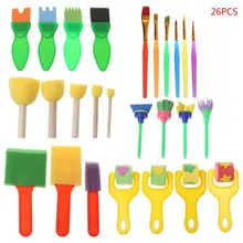 26PCS/SET Nontoxic Washable Sponge Painting Brushes Set for Kids Children Toddler Early Education Toys Art Supplies Gifts