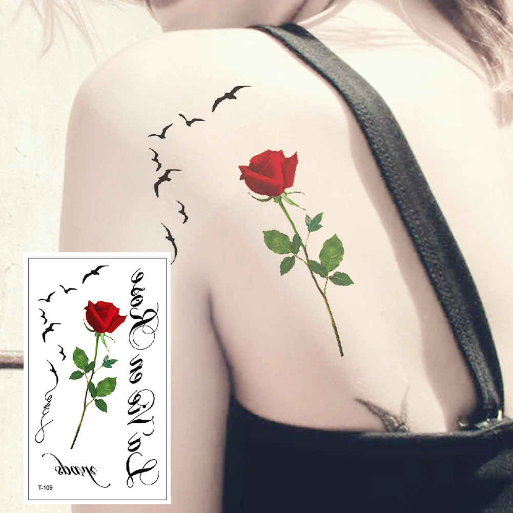 

Flowers rose lotus Design Fashion Temporary Tattoo Stickers Temporary Body Art Waterproof Tattoo Pattern Wholesales T-109