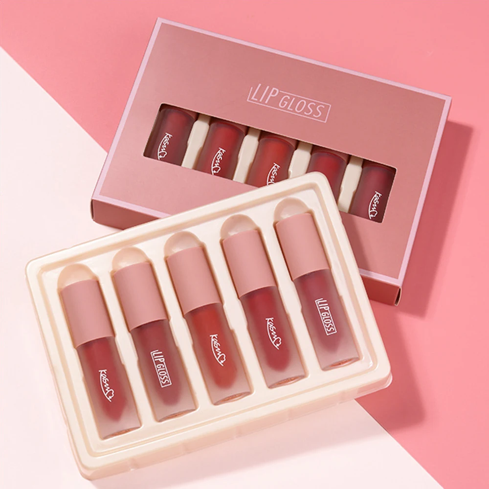 

Bfaccia 5 Pcs mini Matte Liquid Lipgloss Women Lip Set Easy to Wear Lipstick Waterproof Long Lasting Lip Gloss