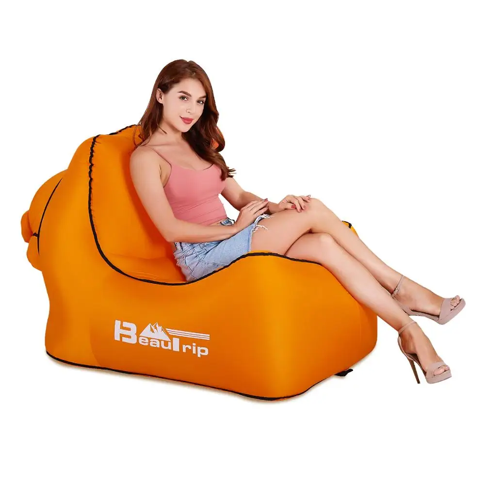 

No Pump Needed Outdoor Fast Inflatable Air Chair Lounger Hangout Portable Lightweight Camping Beach Wind Bag Air Sofa Couch