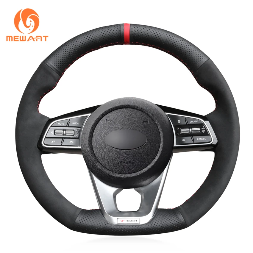 Сшитый вручную черный чехол MEWANT из натуральной кожи для руля Kia K5 Optima 2019 Cee 'd Ceed GT