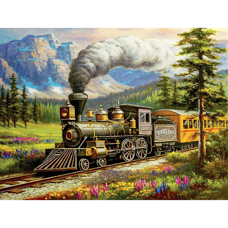 

Full Square/Round Drill Diamond Painting "ROCKLAND Steam Train" 3D Embroidery Cross Stitch Mosaic Rhinestone Home Decoration GT