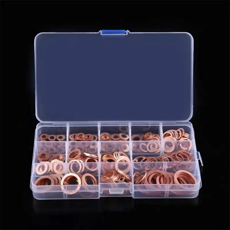 110pc Copper Washer Assortment Set Metric Drain Sump Seal Plumbing Washers