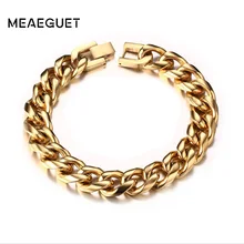 Панцирные кубинские цепи в золотом цвете 316L Нержавеющая сталь Мужской браслет на запястье мужской аксессуар хип-хоп вечерние ювелирные изделия в стиле рок