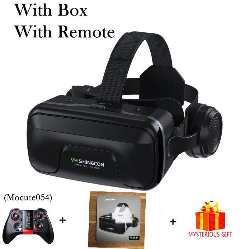 VR Shinecon 10,0 шлем 3D очки виртуальной реальности шлем для смартфона смарт-телефон очки Google Cardboard Gaming 3 D Lunette - Цвет: With Box 054 Remote