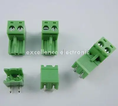 

100 Pcs 5.08mm Pitch Right Angle 2 pin 2 way Screw Terminal Block Plug Connector