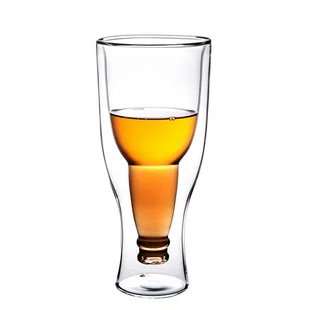 

Creative Beer Cup Double Wall Glass Cup Hopside Down Upside Down Beer Glass Beer Mug Drinkware Home Bar Party Accessories CL1109