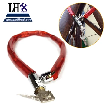 

LHX YP74 6 Size Steel Chain Lock Portable Safe Cable Locks Cycling Bicycle Bike Motorcycle Lock With Keys a