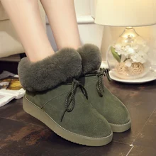 Women winter fashion solid snow boots female ankle boots with fur warm boot woman casual shoes botas femininas zapatos mujer