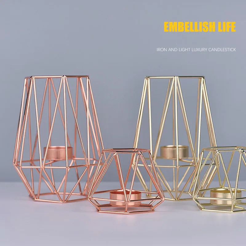 

Nordic Candle Holder Golden Iron Candle Holder Rose Gold European Romantic Candle Cup Table Decoration Candle Holders