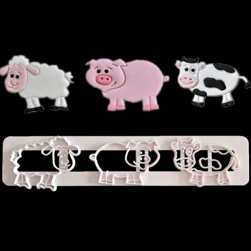 

New Pattern Lovely Cartoon Pig Goats ' Milk Cattle Cutting Die Sugar Cake Decoration Plastic Mould DIY Bake Cultivate tools