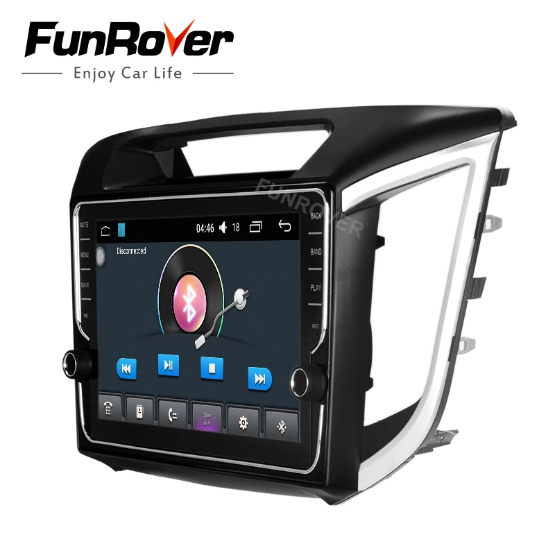Excellent FUNROVER 2 din android 8.0 car dvd gps player stereo For Hyundai IX25 ix25 CRETA navigation audio radio tape recorder BT WIFI FM 3