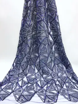 

French Net Laces Fabrics High Quality Tulle African Laces Fabric For Wedding Nigerian Tulle Lace Material With Blue Gold Line