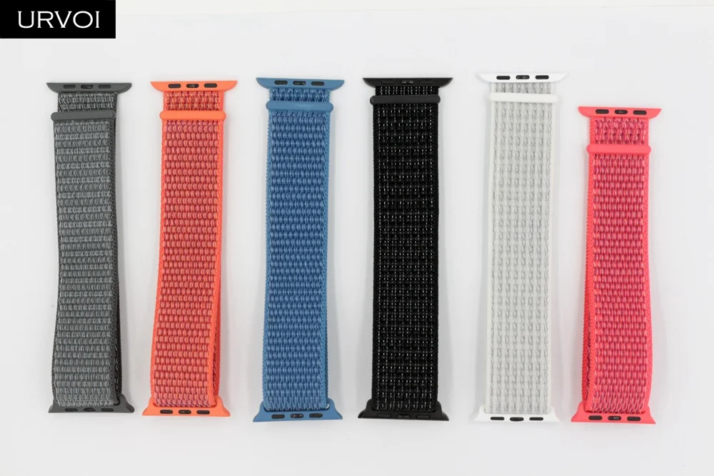 URVOI Sport loop для apple watch 4 5 3 2 Ремешок светоотражающий ремешок для iWatch band двухслойный крючок и петля осень Аляска синий