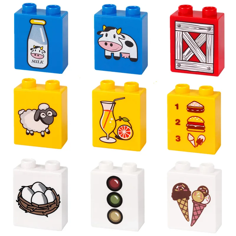 

Big Duploe Cow Milk Traffic light Juice Bricks Building blocks Parts Toys for Children Creative bricks Compatible Legoingly