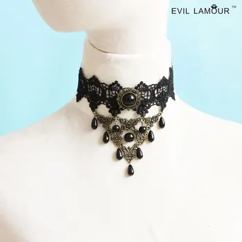 

Black pearl lace collar accessories necklace false collar gothic accessories short necklace jewelry JL-188