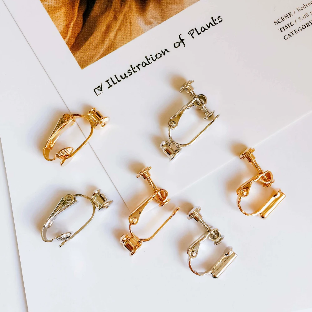 

Ear Clip No Hole Without Piercing Adjustable Real Gold Silver Plated Earring Base Clips Supplies for Jewelry 6pcs
