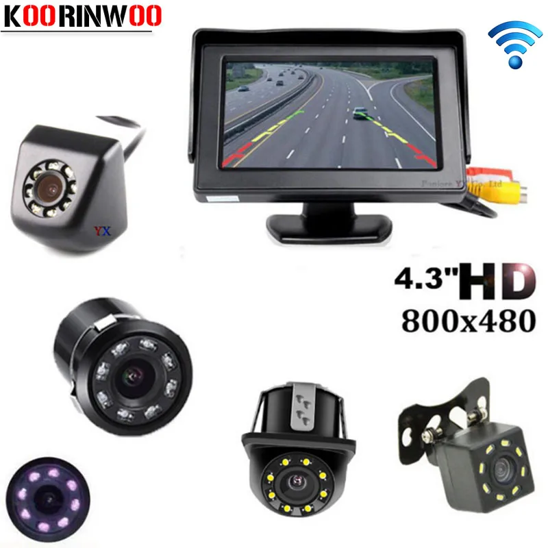 

Koorinwoo 2.4G CCD HD Car Parking System 4.3 inch Monitor Car Rear view Camera 8 Infrared Lights car-detector Reverse Video 12V