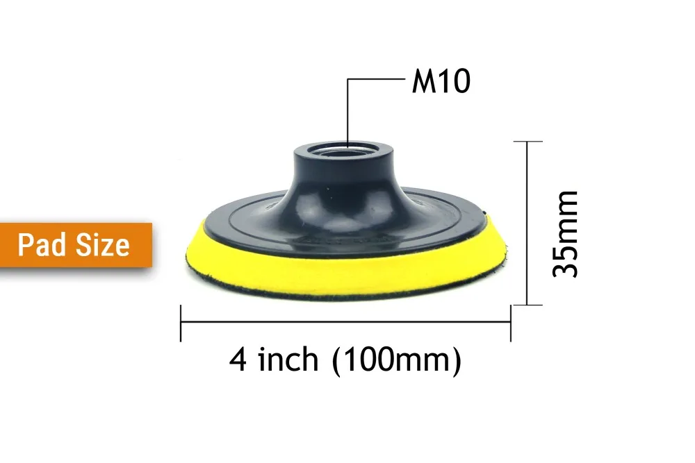 4 дюйма (100 мм) M10 нить обратно-up шлифовальной шкурки + 6,35 мм/8 мм хвостовик для 4 "Hook & Loop шлифовальные диски, Мощность полировальная инструмент