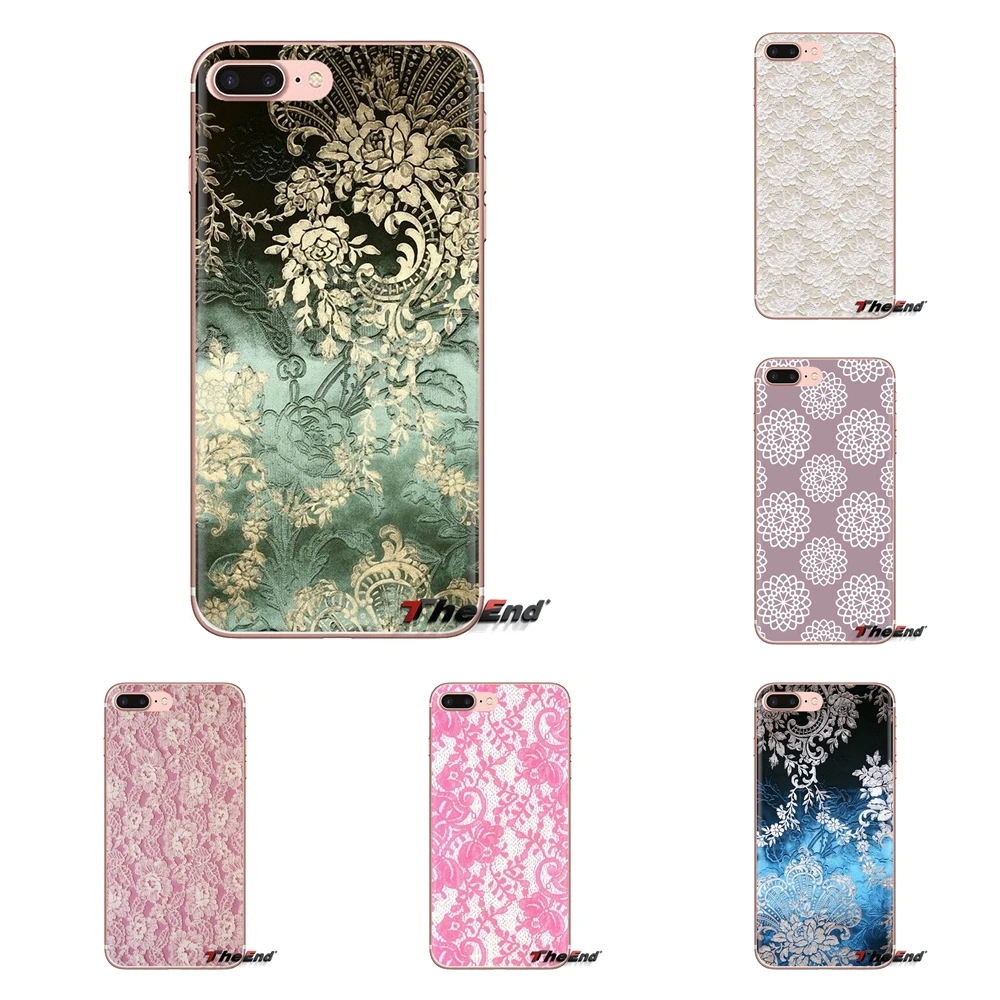 Silicone Shell Case For LG G3 G4 Mini G5 G6 G7 Q6 Q7 Q8 Q9 V10 V20 V30 X Power 2 3 K10 K4 K8 2017 Pastel Pink White Burlap Laces |