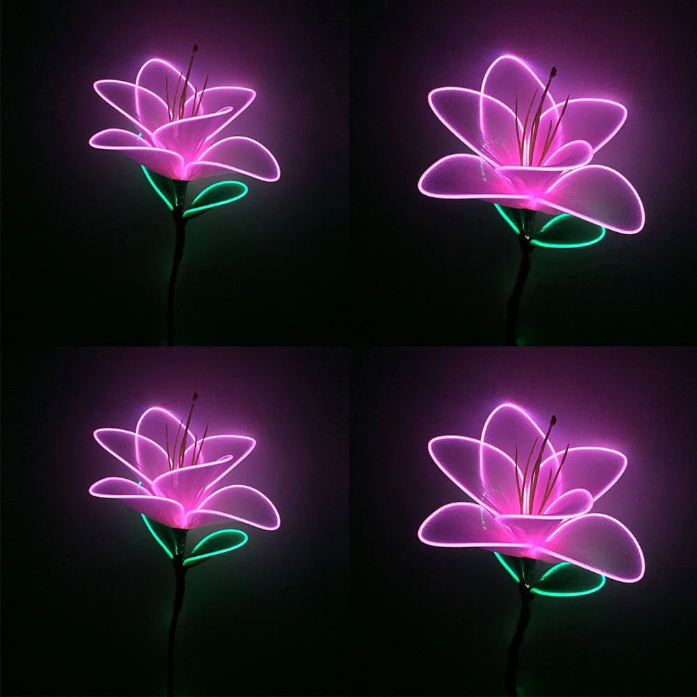 

Valentine's Day Gift Glow EL Wire Silk Fake Rose Lily Flowers Led Rope Twinkling Novelty Artificial Carnation Flower 5V USB