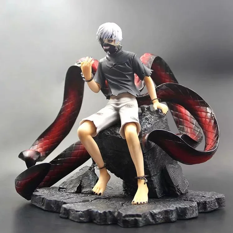 

25CM Anime Tokyo Ghoul Kaneki Ken sitting PVC Figure (double heads) EN5