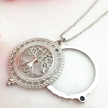 

Retail & Wholesale Vintage New Brand Design Silver Gold Lucky Tree Openable Magnifier Monocle Pendant Necklace DIY Sewing Needle